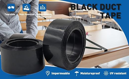 Drip Irrigation Tape Water Tube Supply Pipe Line Leakage Seal Repair/Repairing Flexible Duct Tape 24 MM x 25 MTR (Black) Pack of 1 (1)