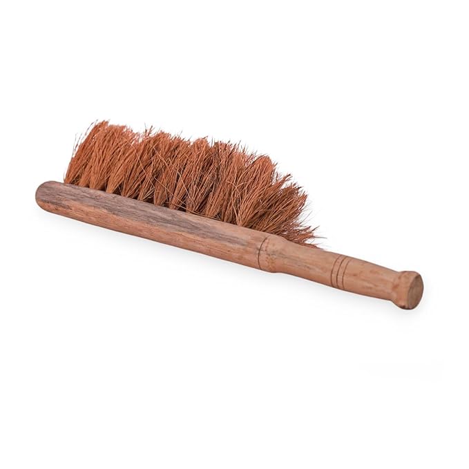 Hand-Made Coir Brush with Wooden Handle for Cleaning Car, Floor, Desk, Sofa, Natural Material, Standard Size (PACK OF 1)