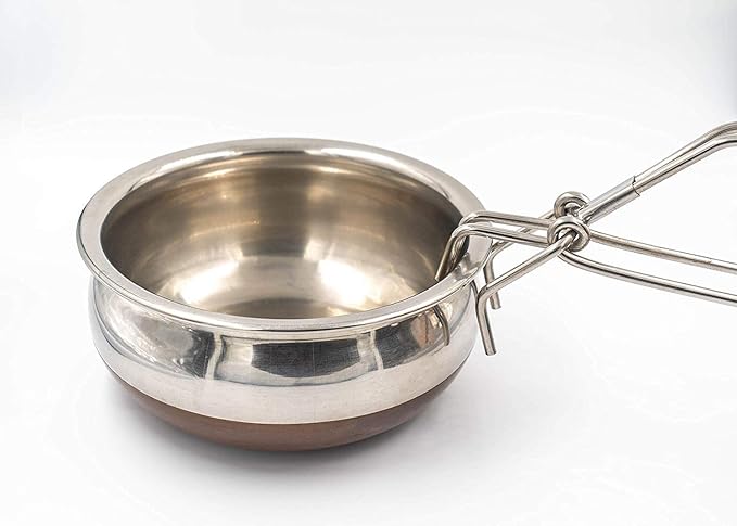 Stainless Steel Kitchen Tong, 20 cm Traditional Indian Style, Polished Finish, Dishwasher Safe Utensil Holder with Wire Lifter(PACK OF 1)