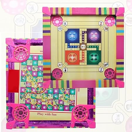 Kids Plastic Carom Board Game with Back Side Ludo,Snake and Ladder, 30x30 cm, for 2-4 Players, Multicolor (Pack of 1)