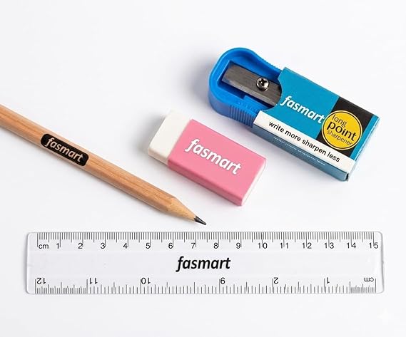 Set of 1 Pencil, 1 eraser, 1 sharpner and 15 cm ruler (pack of 1)