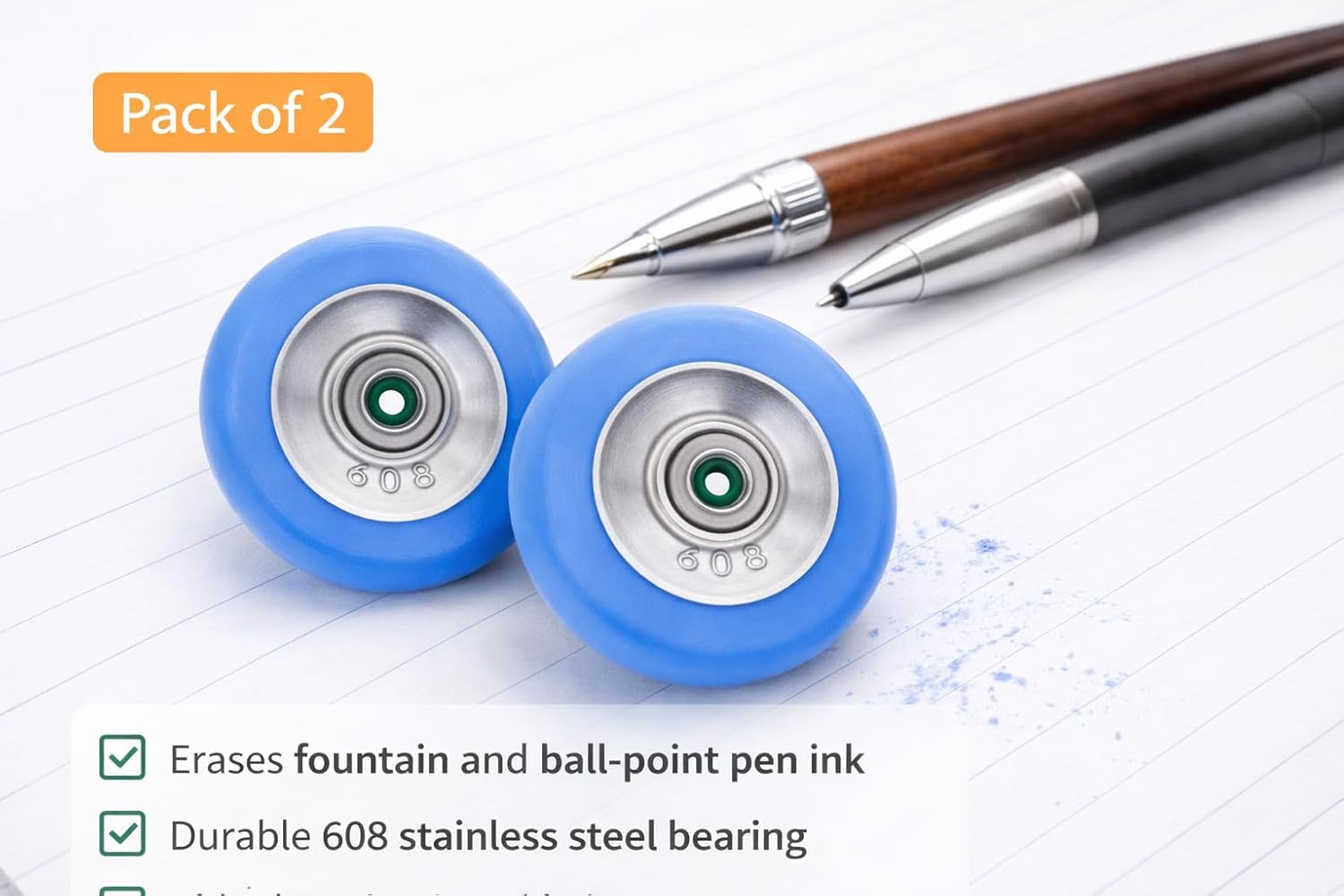 Blue Color Ink Eraser for School and Office Use, Pack of 1, Compatible with Fountain Pen and Ball-Point Pen