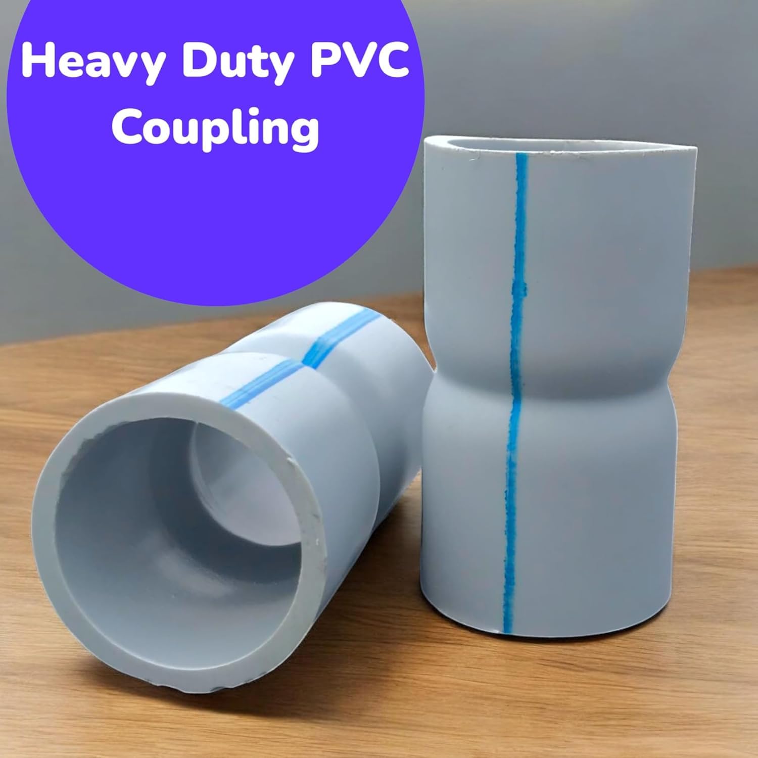 PVC Pipe Coupling, 2 Inch, Black, Heavy Duty Water Line Connector for Plumbing and Irrigation, Pack of 1