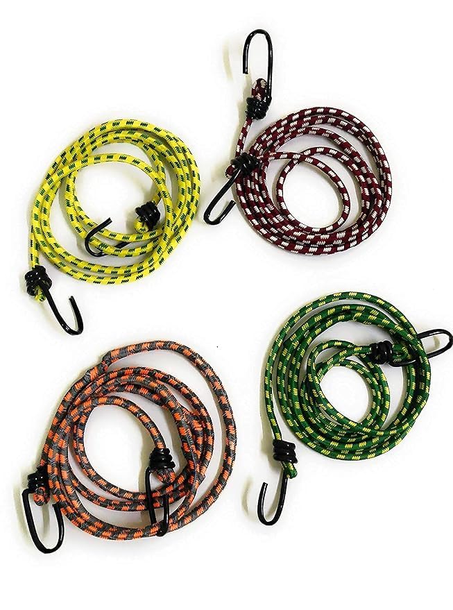 Elastic Bungee Cord, 5mm Thick Stretchable Rope for Bikes and Goods Packing, Multicolour, Pack of 2