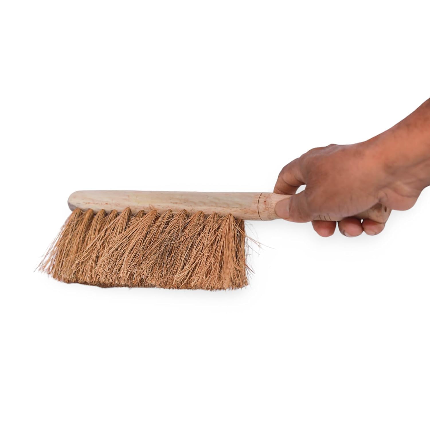 Hand-Made Coir Brush with Wooden Handle for Cleaning Car, Floor, Desk, Sofa, Natural Material, Standard Size