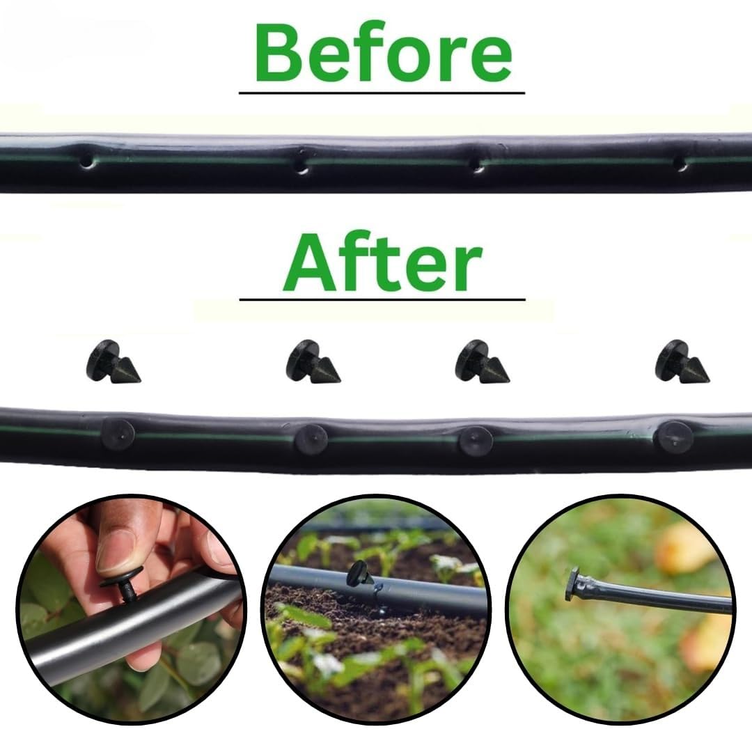 4mm Dummy Stopper for Drip Irrigation, Closing Unwanted Holes in Main Supply Pipe, Black, Manual, Pack of 20
