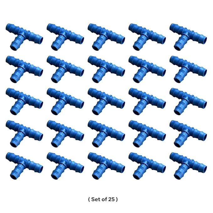 Plastic Drip Irrigation Accessories Tee Connectors (16 mm) Pipe Joint T Connectors Agro Drip Irrigation Tools (25Pcs T Connectors) PACK OF 1