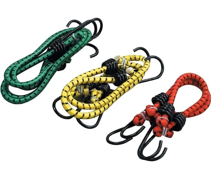 Elastic Bungee Cord, 5mm Thick Stretchable Rope for Bikes and Goods Packing, Multicolour, Pack of 2