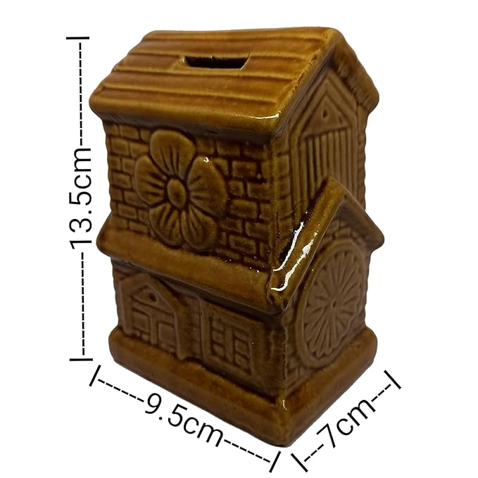 Ceramic House-Shaped Money Bank, Decorative Savings Box (PACK OF 1)