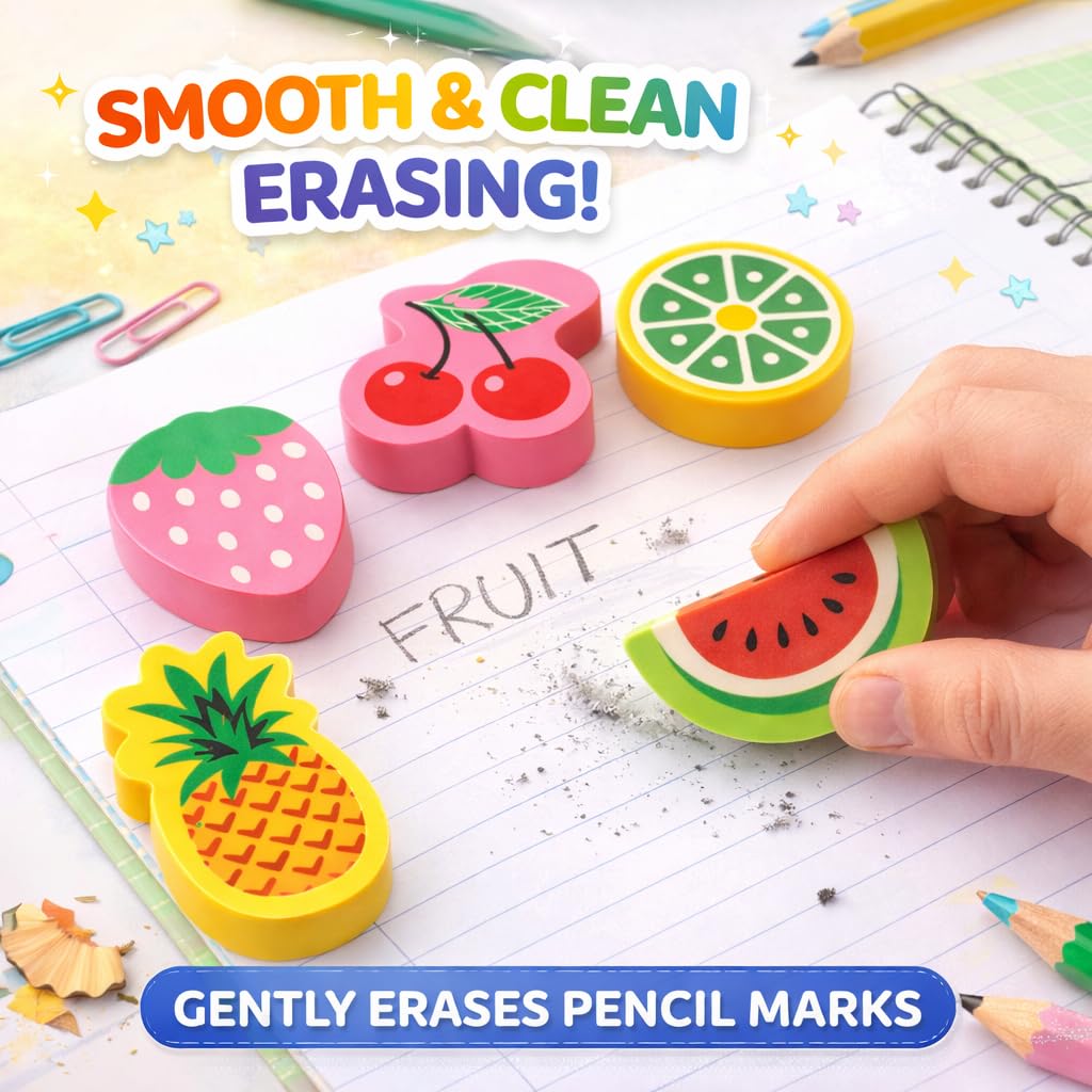 Fruit Shape Eraser for Kids, (Set of 5)