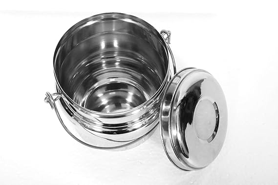 Milk Can for Ghee & Oil, 300ml, Silver, Stainless Steel, Cylindrical, Airtight Seal, 1 Piece