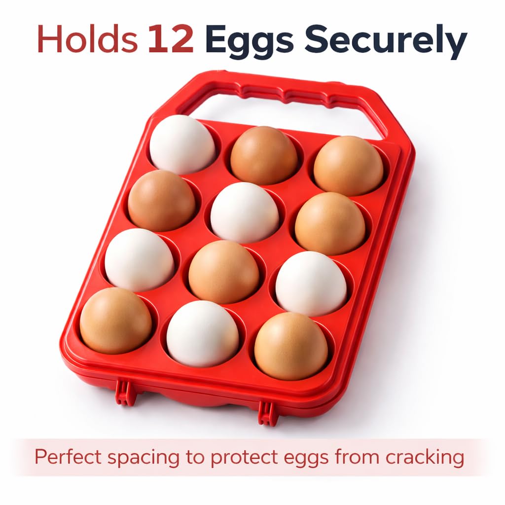 Plastic Eggs Tray Carry Holder For Home and Kitchen use Egg Box 12 Pieces Egg Carrying Tray Plastic (multicolor, Pack of 1)