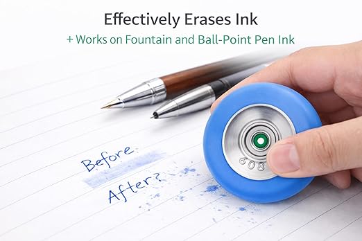 Ink Eraser for Fountain Pen and Ball-Point Pen, Natural Rubber, Circular Shape, School and Office Stationery, Pack of 2