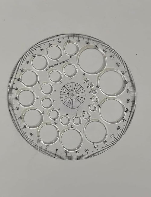 360 Degree Protractor, Circle Drawing Template, Multicolour Plastic, 13 Centimeters, Geometric Style, for Mandala Art