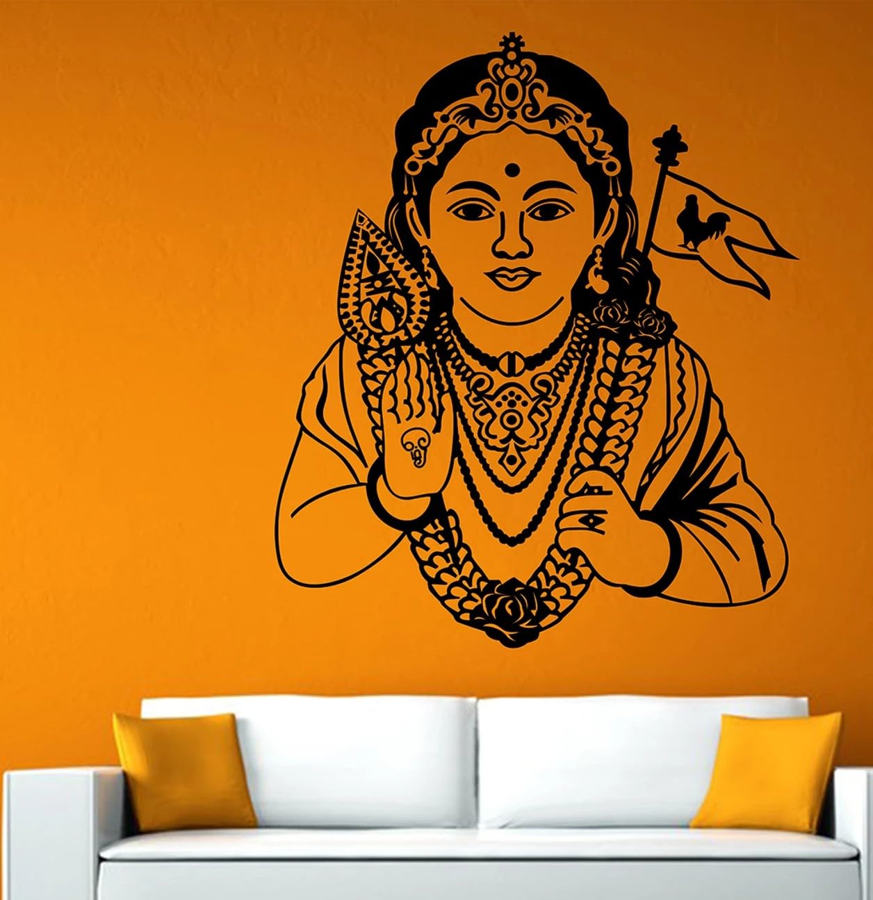 Lord Murugan Wall Stencil Painting, 16 x 24, Theme Design