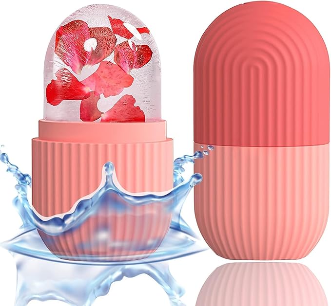 Ice Roller for Face | Ice Roller for Face Massager | Face Ice Roller for Men & Women | Ice Cube Roller for Glowing Skin & Puffy Eyes | Reusable & Unbreakable (Pink)