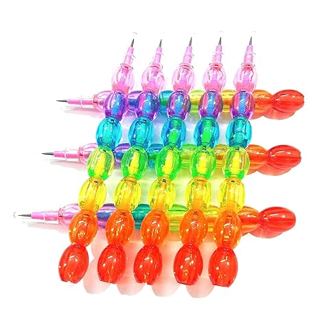 Stacking Pencil for Kids Birthday Party Return Gifts, Multicolor, Set of 8