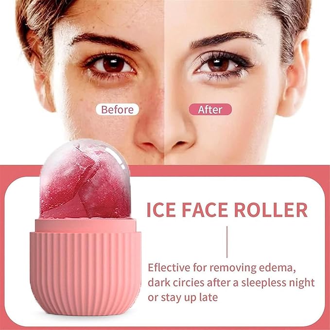 Ice Roller for Face | Ice Roller for Face Massager | Face Ice Roller for Men & Women | Ice Cube Roller for Glowing Skin & Puffy Eyes | Reusable & Unbreakable (Pink)