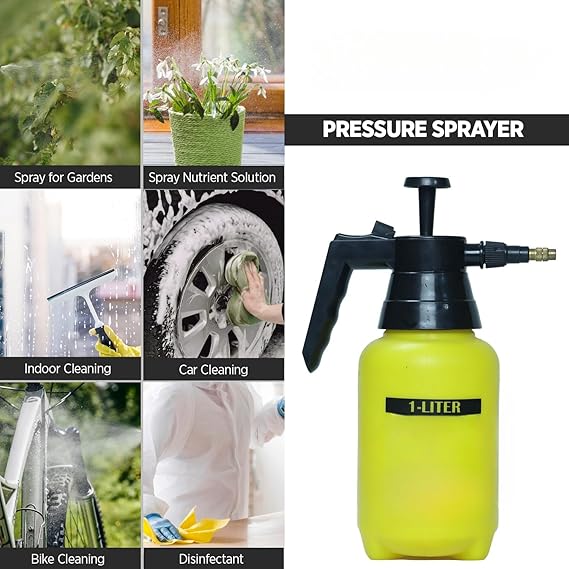 Pressure Spray Pump (Orange 1 L), Gardening Water Pump Sprayer, Plant Water Sprayer for Home Garden, Spray Bottles for Garden Plants and Lawn, Plant Watering Can pack of 1