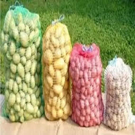 Storage Bags with Drawstring, Yellow, 50 kg Capacity, Multipurpose for Packaging Produce, Vegetables and Fruit, Pack of 5