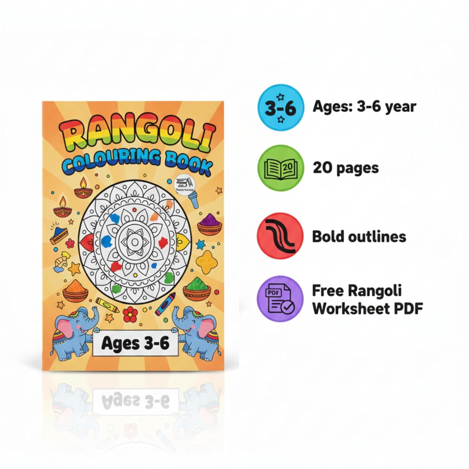 Fasmart Rangoli Colouring Book for Kids, Ages 3-8, 20 Pages, Paperback, Activity Book (Friendship Memory Books)
