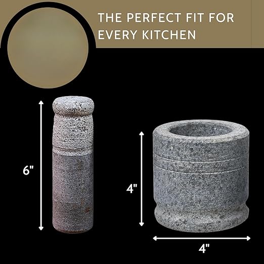 Oothukuli Stone Mortar and Pestle Set – 4 Inch Okhli/Khalbatta/Idi Kallu – Traditional Hand Grinder for Chutney, Spices, Herbs & Ginger-Garlic Crushing – Grey pack of 1
