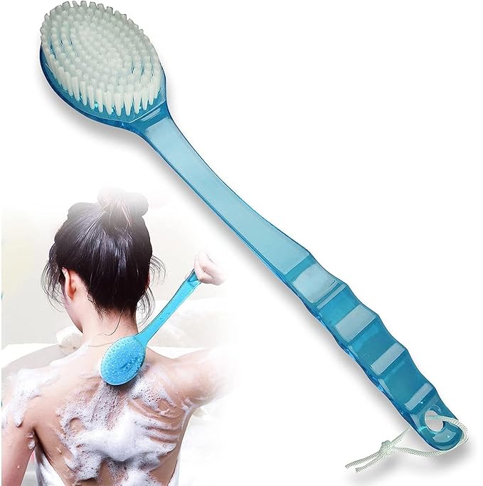Long Handle Soft Bristles Exfoliating Bath Brush for Cleanse & Massage, Multicolour, Pack of 1