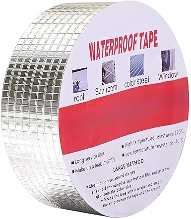 Waterproof Aluminium Foil Butyl Rubber Tape for Pipe and Roof Leakage, 3m, Pack of 1