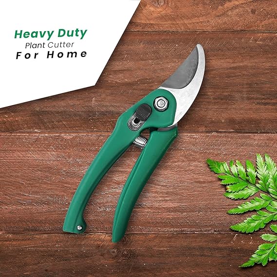 Hand Pruner Cutter - 1 Pc, Heavy Duty Gardening Tools Grass Cutter, Plant Cutter for Home Garden, Wood Branch Trimmer, Garden Tools Grass Cutting Accessories (Steel Blades, Green) pack of 1