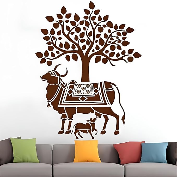Kamdhenu Cow Design Wall Stencil for Painting, 16 x 24 (PACK OF 1)